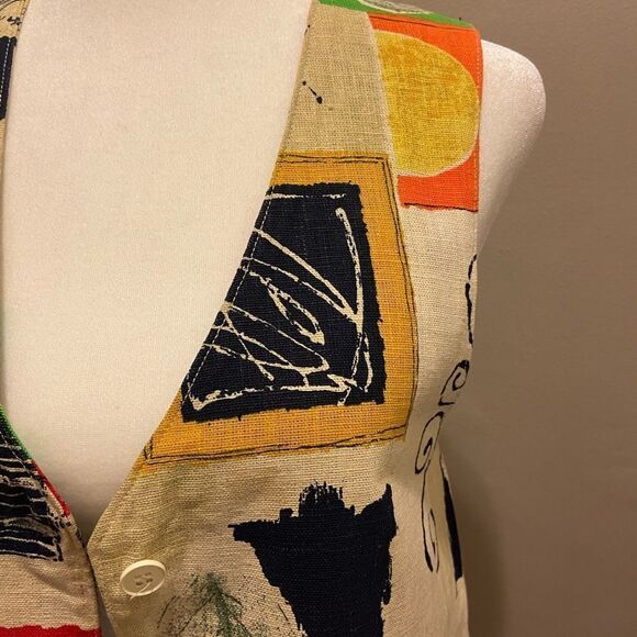 Irwin Alan Chicago NWOT button down graphic print vest S - Picture 2 of 6